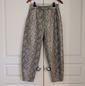 Zara Snakeskin Python Print Faux Leather Barrel Trouser